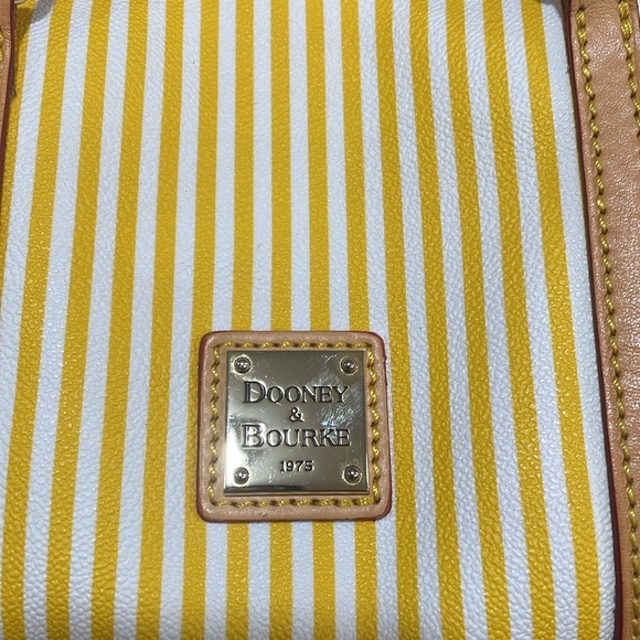 Dooney & Bourke yellow striped leather barrel satchel bag - Picture 2 of 16
